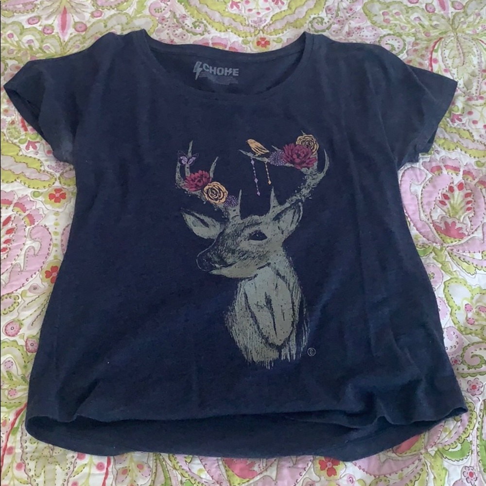 Navy reindeer t shirt